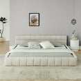 thumbnail image 3 of Harper & Bright Designs King Size Upholstered Bed Frame with Headboard and Solid Frame, Modern Chenille Platform Bed for Bedroom, Beige, 3 of 10