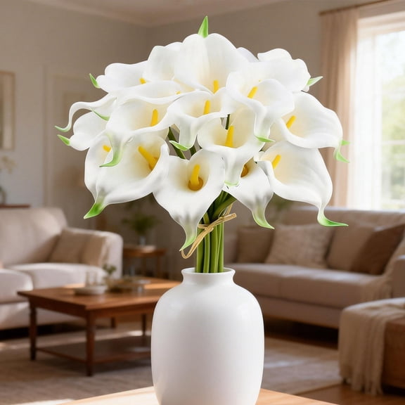 Clearance Under $1 Artificial Calla Lily Stem with Soft PU Head, Lifelike Faux Flower for Wedding Bouquets, Centerpieces, and Home Decor