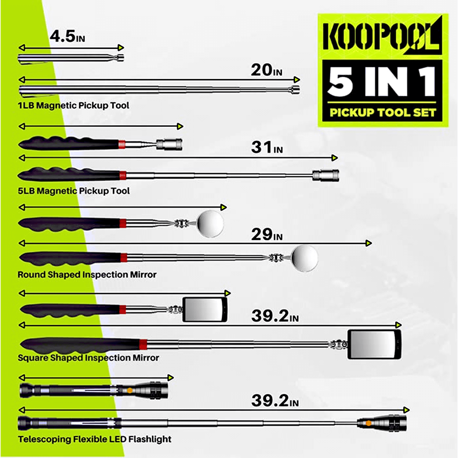 Telescoping Magnetic Pickup Tools Set, Inspection Mirror Telescoping, LED Flashlight, Cool Gadgets for Men, Gifts for Dad, Husband, Kids, Boyfriend, Magnet Stick
