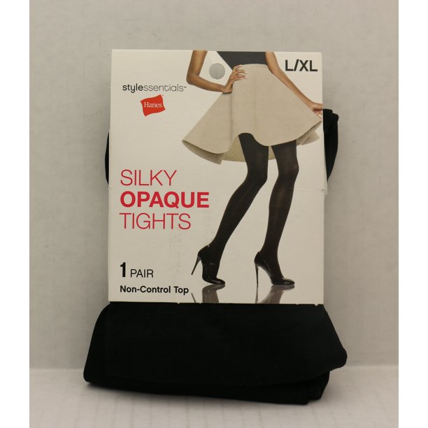 Hanes Hanes StyleEssentials Silky Opaque Tights, L/XL, Black, Non
