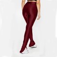 thumbnail image 5 of Women's Solid Color Glossy Yoga Leggings Full Length Fashionable Split Hem Stretch Tight Base Layer Pants for Gym Running Sports and Daily Casual Wear, 5 of 5