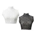 thumbnail image 2 of Women's Ruffle Turtleneck Detachable Fake Collar Half Shirt Blouse Floral Lace Pullover Underwear False Shirt Collar White L, 2 of 5