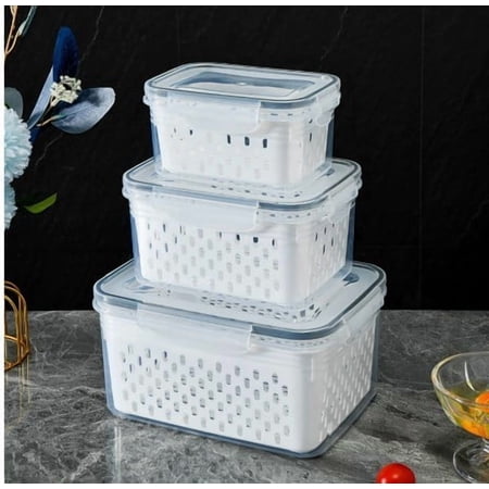 Produce Bin Stackable Basket Plastic Fresh Keeper Storage Box Organizers for Kitchen Refrigerator Pantry Organization Management KTFgvq