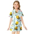 thumbnail image 2 of NAFUU Girls Clothes Little Girl Outfits Cute Bee Print Short Sleeve Lapel Shirts With Pocket And Shorts Comfortable Breathable Sleep Set Outfits For Girls 6-7 Years, 2 of 4