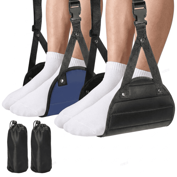 ROSEXIXI 2 Pack Airplane Foot Rest Portable Travel Hammock with Adjustable Straps for Flight Office Desk