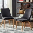 thumbnail image 5 of Chelsea Lane Mid-Century Modern Linen and Oak Dining Chairs, Set of 2, Tawny Port, 5 of 5