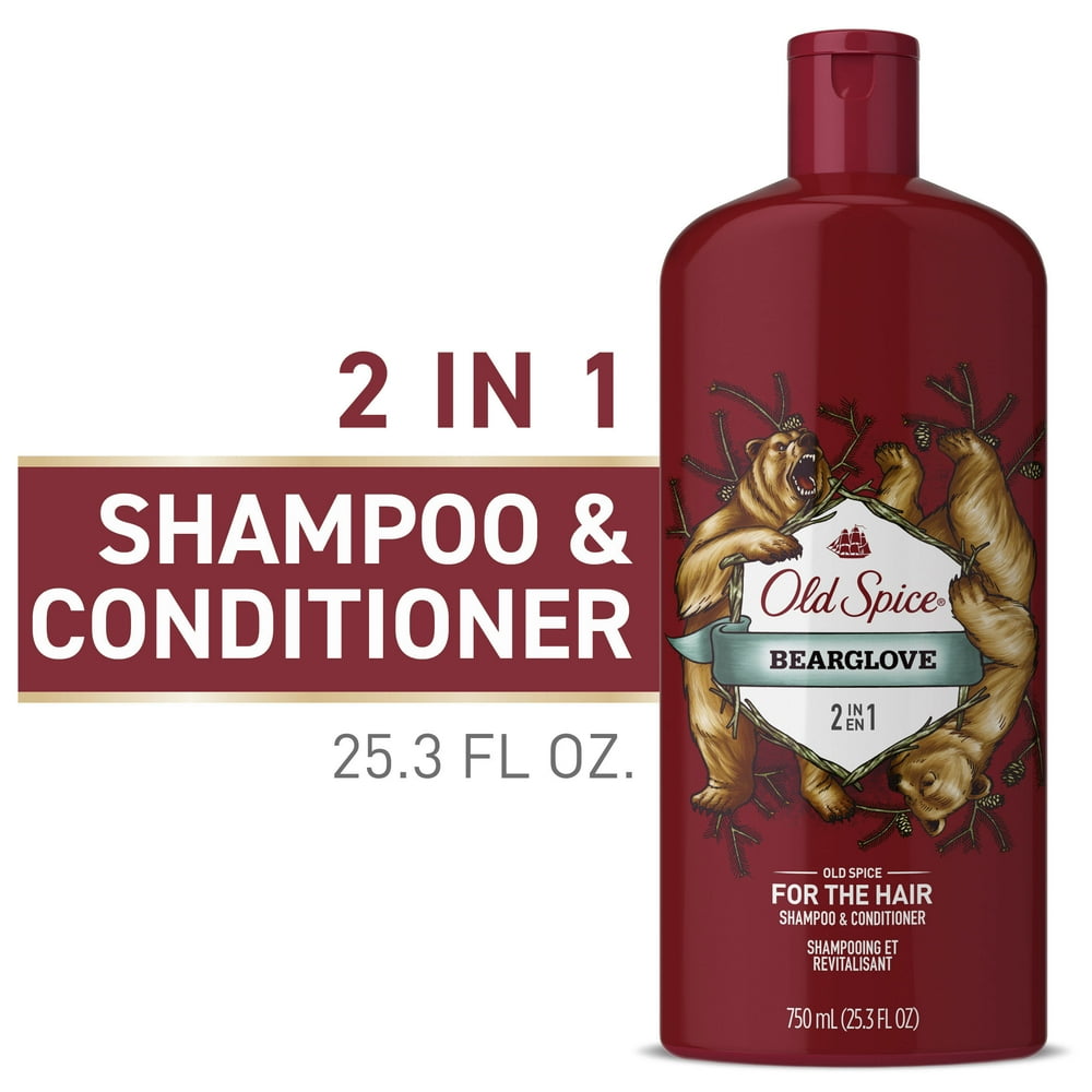 Old Spice Mens 2 in 1 Shampoo and Conditioner, Bearglove, 25.3 fl oz
