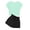 Green Black, variant on Arshiner Girls 2 Piece Outfit Summer Drop Shoulder Batwing Sleeve Tops and Paperbag Waist Shorts Set Cute Clothing