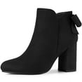 thumbnail image 1 of Botines de tacón grueso Allegra K con lazo para mujer Negro 38, 1 of 7