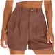 thumbnail image 1 of Pantalones Cortos de Ajuste Suelto para Mujeres Moda Casual Alta Cintura de Lino Mezcla Pantalones Cortos con Bolsillos, Poliéster Suave Recto Sólido Fondo de Verano para Diario, 1 of 6