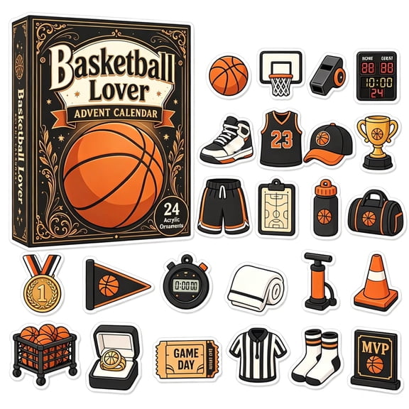 Sports Series Advent Calendar 2026 – 24 Days Christmas Countdown, 2D Acrylic Ornaments, Gift for Sports Lovers(lxf)