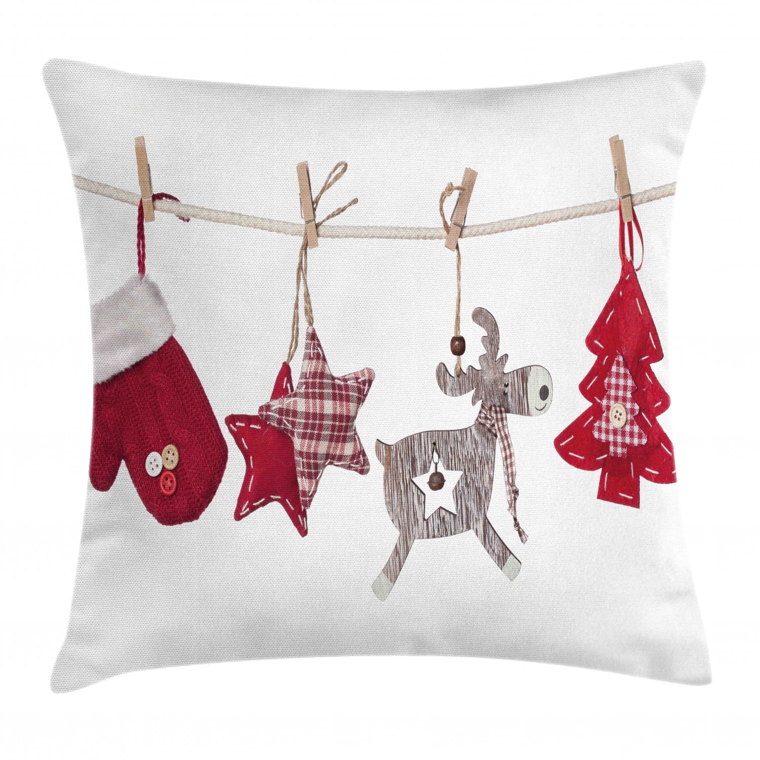Christmas Throw Pillow Cushion Cover, Traditional Xmas Celebration