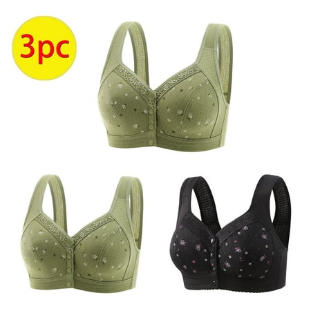 Itsame 3 Pack Everyday Sports Bra Set womens Full Support Bra Comfortable Breathable Wireless Comfort Bralette Set Green Size 2XL