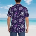 thumbnail image 3 of Lsque Christmas Purple Snowflakes pattern Hawaiian Shirt for Men, Unisex Summer Beach Casual Short Sleeve Button Down Shirts-X-Large, 3 of 9