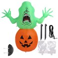 thumbnail image 1 of Monstruo verde inflable de Halloween con luz LED 5 pies IP44 impermeable Halloween explotar monstruo de calabaza para jardín al aire libre decoración de césped enchufe de EE. UU. 100 a 240 V, 1 of 10