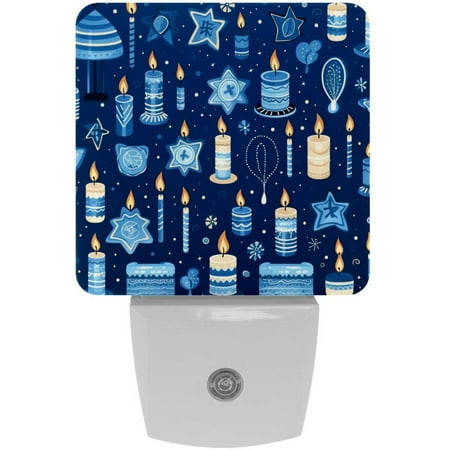 

Hanukkah LED Square Night Lights- Modern and Energy Efficient Bedside Lamps for a Soothing Atmosphere - Set of 2