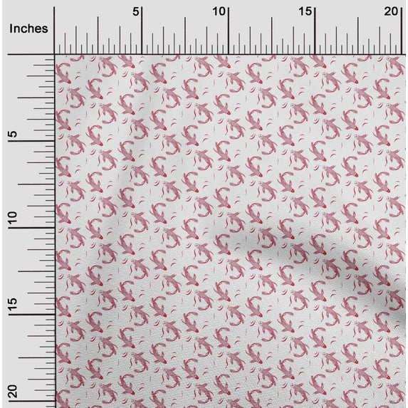oneOone Viscose Jersey Bright Red Fabric Koi Fish Ocean Dress Material Fabric Print Fabric By The Yard 60 Inch Wide