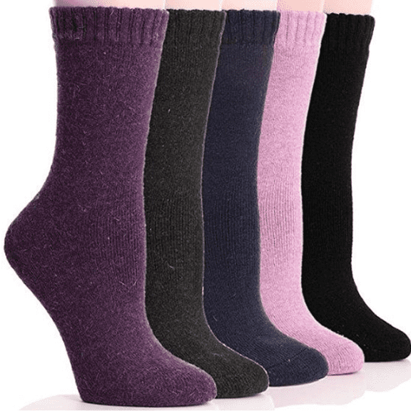 5 Pairs Women Wool Boot Socks Warm Thermal Winter Thick Hiking Cozy Cabin Crew Comfy Socks for Ladies