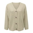 thumbnail image 5 of Vedolay Women's Cardigans Fashion Autumn Lapel Button Knit Sweater Women's Sweater Beige,XL, 5 of 5