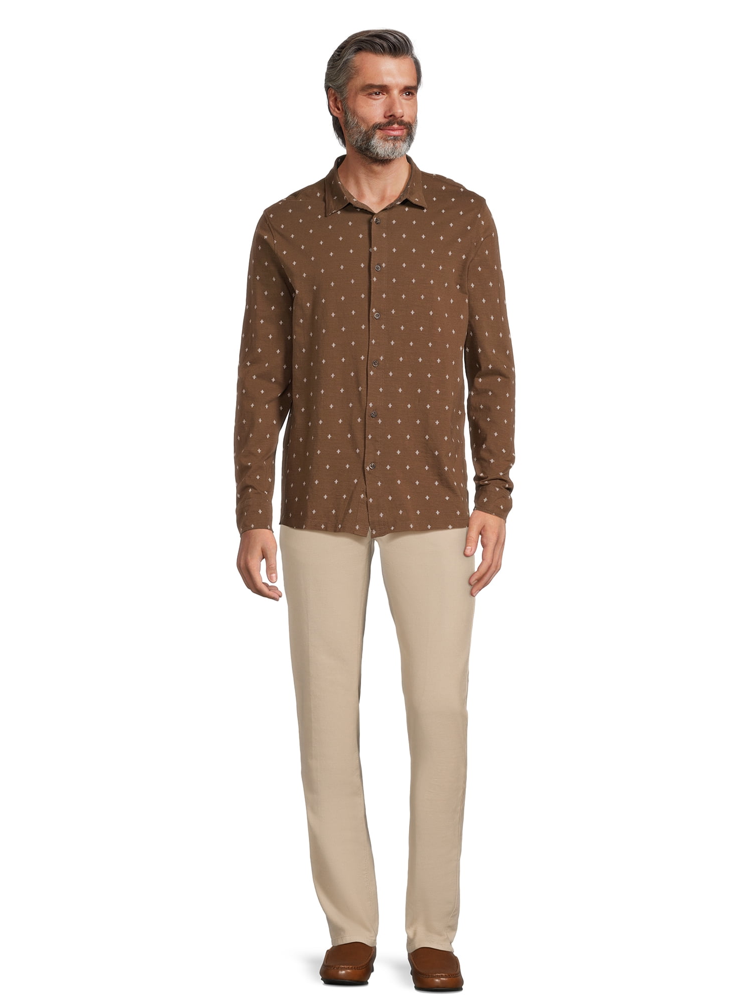 George Men’s Knit Button Down Shirt with Long Sleeves, Sizes S-3XL