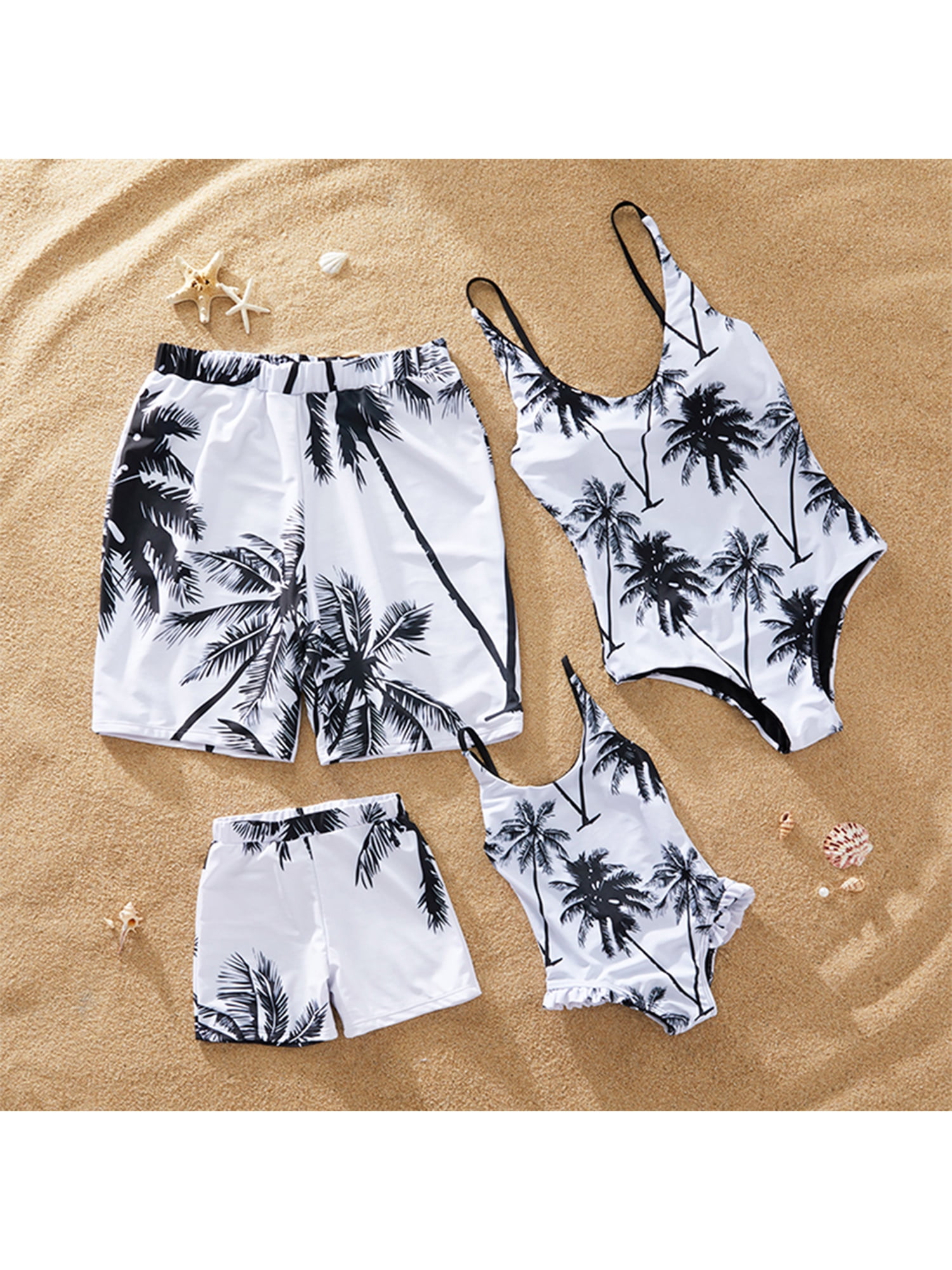 PatPat Coconut Tree Family Matching Beach Swimwear,One Piece,Sizes Baby-Kids-Adult for Women/Men