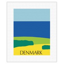 Denmark - Danish Landscape - Vintage Travel Poster by Ole Kortzau c.1976 - Fine Art Rolled Canvas Print 11in x 14in