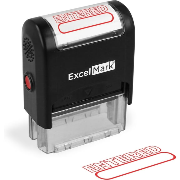 ENTERED Self Inking Rubber Stamp - Red Ink (42A1539WEB-R)