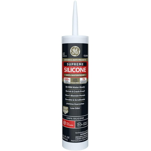 GE Sealants & Adhesives M90006 Supreme Silicone Kitchen & Bath Sealant, 10.1oz, Clear