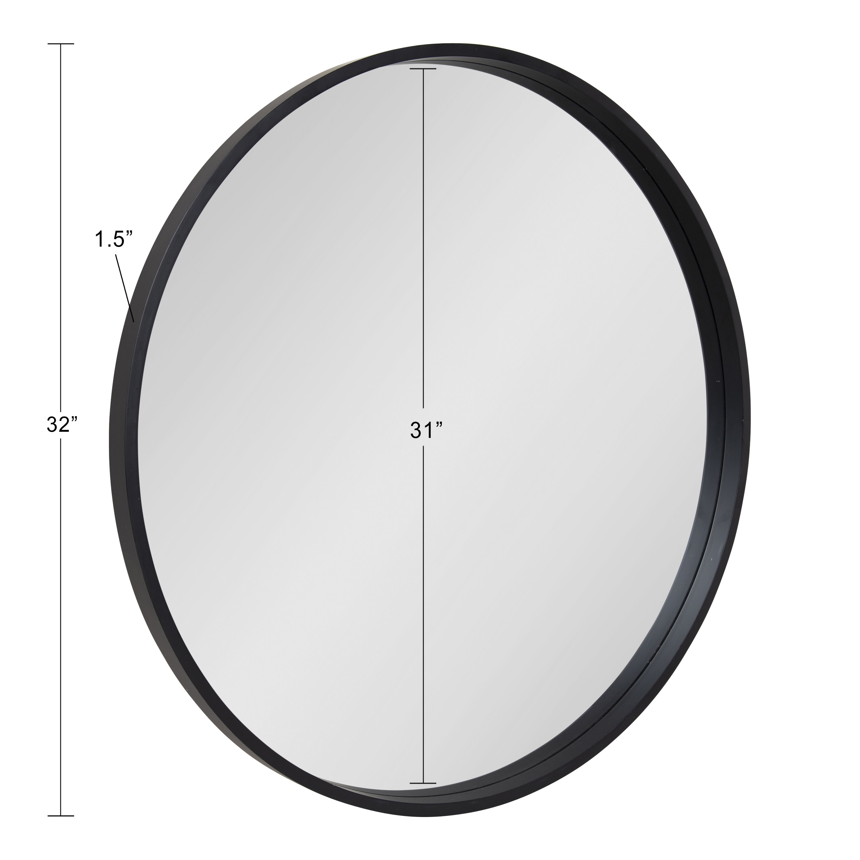 Kate and Laurel Travis Round Wood Wall Mirror, 31.5" Diameter, Black, Modern Wall Décor Accent
