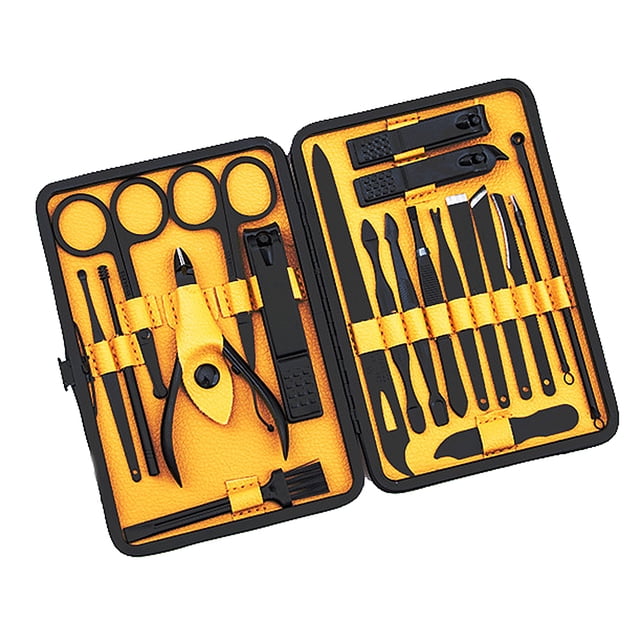 Vogacara 1 Juego de tijeras de pedicura para cortar uñas profesional, gancho de águila de acero inoxidable, juego de herramientas cortaúñas para Tratamientos faciales negro + amarillo Vogacara CE0035-02