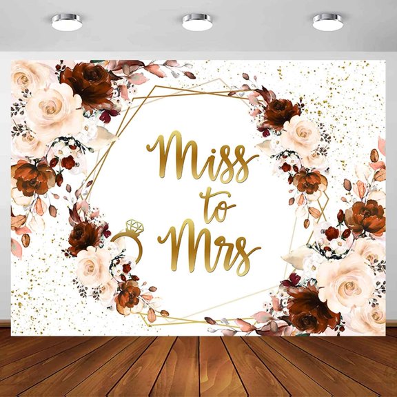 Miss to Mrs Bridal Shower Backdrop Burnt Orange Flowers Bride to Be Engagement Photography Background Wedding Party Decorations Vinyl Photo Banner Props