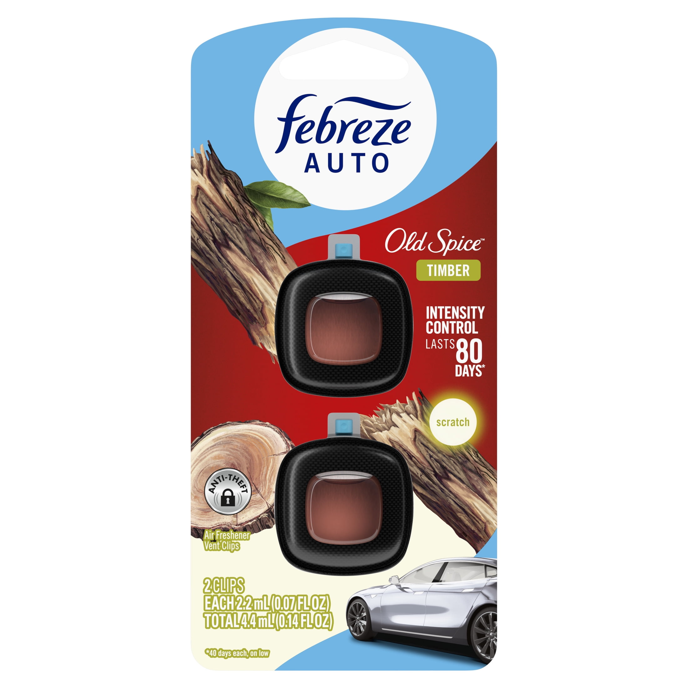 Febreze AUTO Car Air Freshener, Odor-Fighting Car Vent Clip, Old