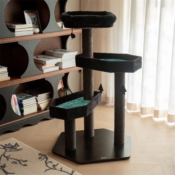 Happy & Polly 41.3" Gothic Plush Cat Tree for Cats of All Stages,Green, Large