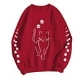 thumbnail image 3 of Sweatshirt for Women Oversized Casual Cute Cat Graphic Printed Long Sleeve Looses Round Neck Pullovers Hoodies 2025 Fall Fashion Outfits Clothes Red-XXXL, 3 of 5