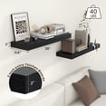 thumbnail image 3 of Deep Floating Shelves | 36 Inch Black Set Of 2 12 Rustic Wood For Wall 36" W X 12" D Living Room Bathroom Laundry Kitchen, 3 of 7