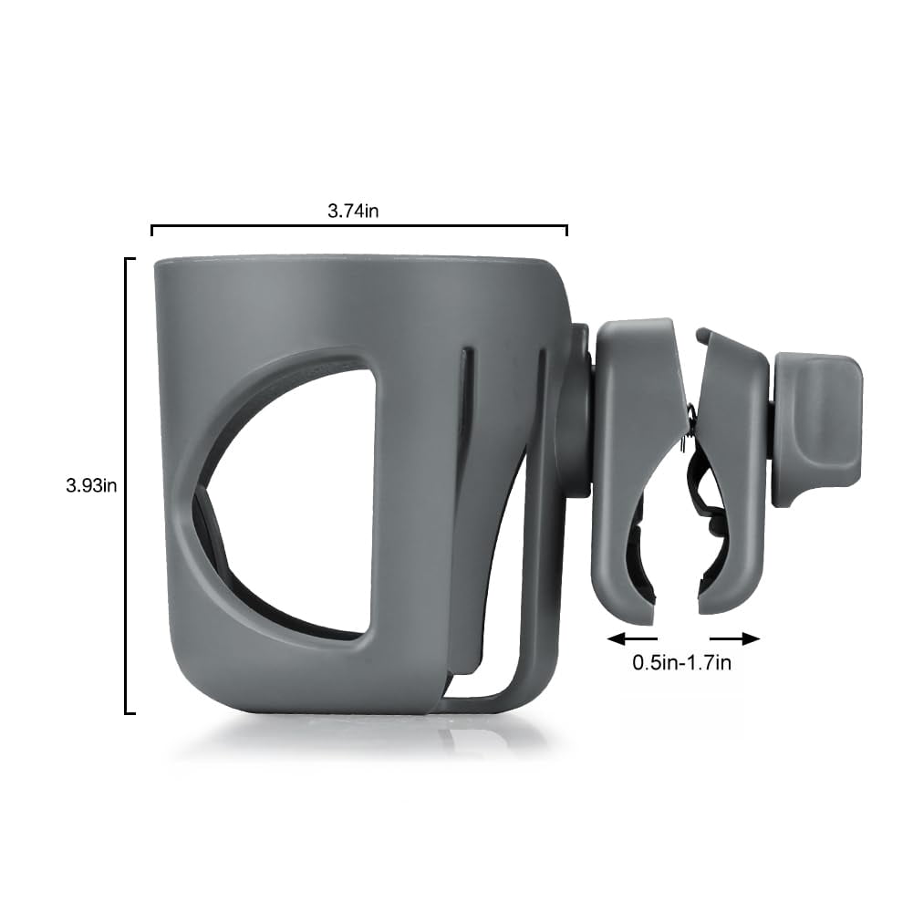 Universal Cup Holder, Stroller Cup Holder, 360° Rotatable Large Caliber Designed Bottle Holder for Stroller, Bike, Wheelchair, Walker, Scooter, Black