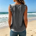 thumbnail image 3 of WRFWUL Womens Cotton Linen Sleeveless Tank Tops Trendy Ruffle V Neck Button Down Vest Elegant Casual Summer Gauze Blouses, 3 of 5