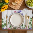 thumbnail image 4 of Spring Easter Placemats Set of 6, Purple Floral Summer Botanical Vintage Placemats for Dining Table, Place Mats for Kitchen Tabletop, Waterproof Wipeable Dining Table Mats Set, 4 of 9
