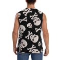 thumbnail image 4 of Pofeuu black white Skull bone Print Men's Muscle T-Shirt, Sleeveless, Muscle Tank, Classic Muscle Tee Top For Men Casual Sleeveless Muscle T-Shirt Trendy Clothes-Large, 4 of 7