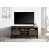 47 Inch Mid Century TV Stand for TVs up to 55 60 inches, Wood TV Stand w/ Storage, Entertainment Center for Living Room Bedroom, TV Media Console, Walnut