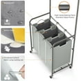 thumbnail image 4 of Rolling Laundry Basket Organizer with Hanging Clothes Rack: 3 Section Laundry Hamper Sorter with Hanging Bar and Heavy-duty Lockable Wheels - Clothes Rack with Laundry baskets, 4 of 7