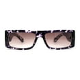 thumbnail image 3 of Square Flat Top Narrow Rectangular Plastic 90s Sunglasses Purple Tortoise Brown, 3 of 4