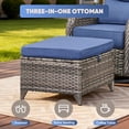 thumbnail image 6 of Giantfurnni 3-Piece All Weather Patio Furniture Set with 6-Inch Thick Cushions, High Back Outdoor Sofa and Ottomans for Porch Deck Balcony Yard, Grey Wicker Blue Cushions, 6 of 8