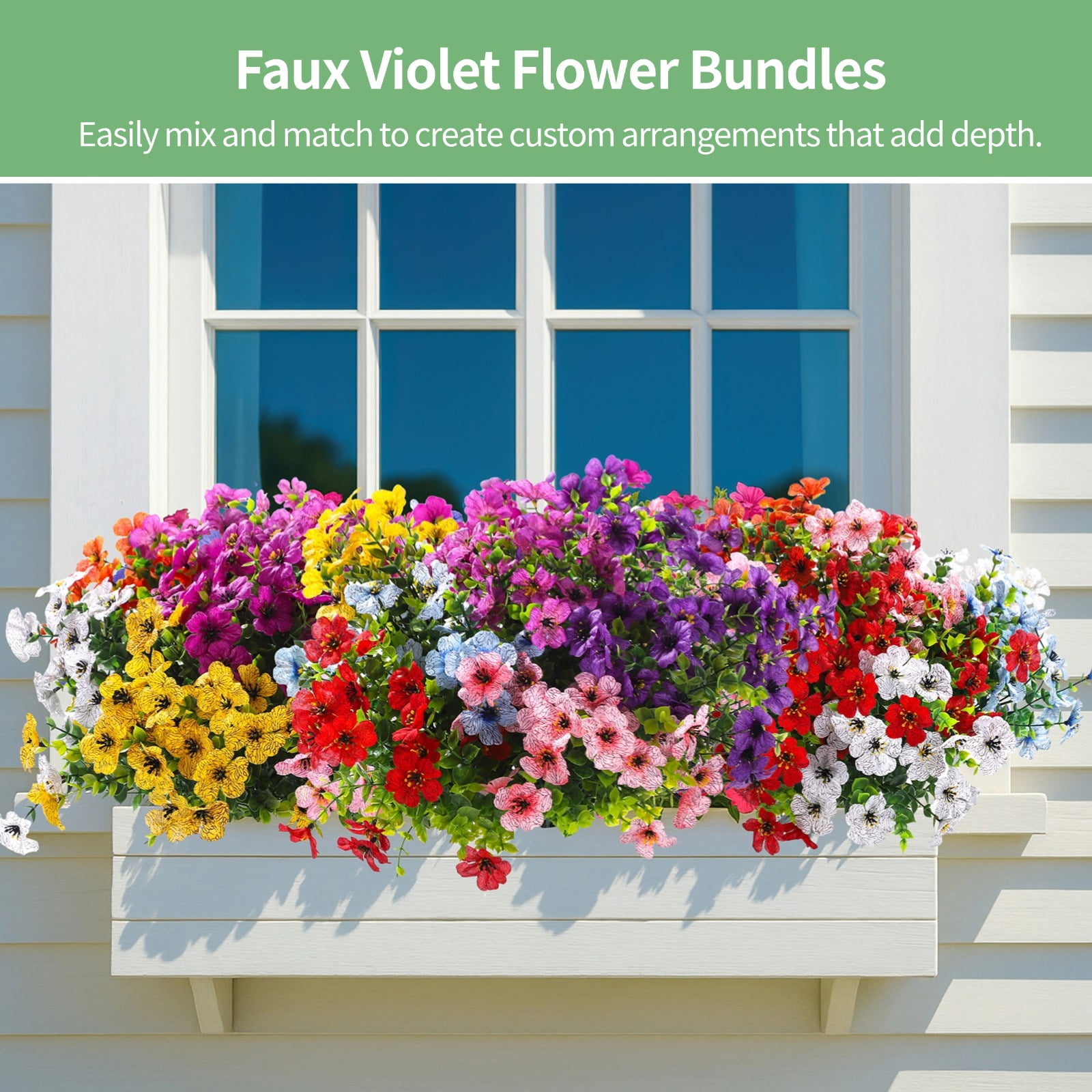 36 Bundles Artificial Flowers, Faux Violet Flower Bundles, Multi-Color Flower Arrangement, Realistic Decorative Fake Flowers for Home, Garden, Porch, Window Decoration, 9 Colors