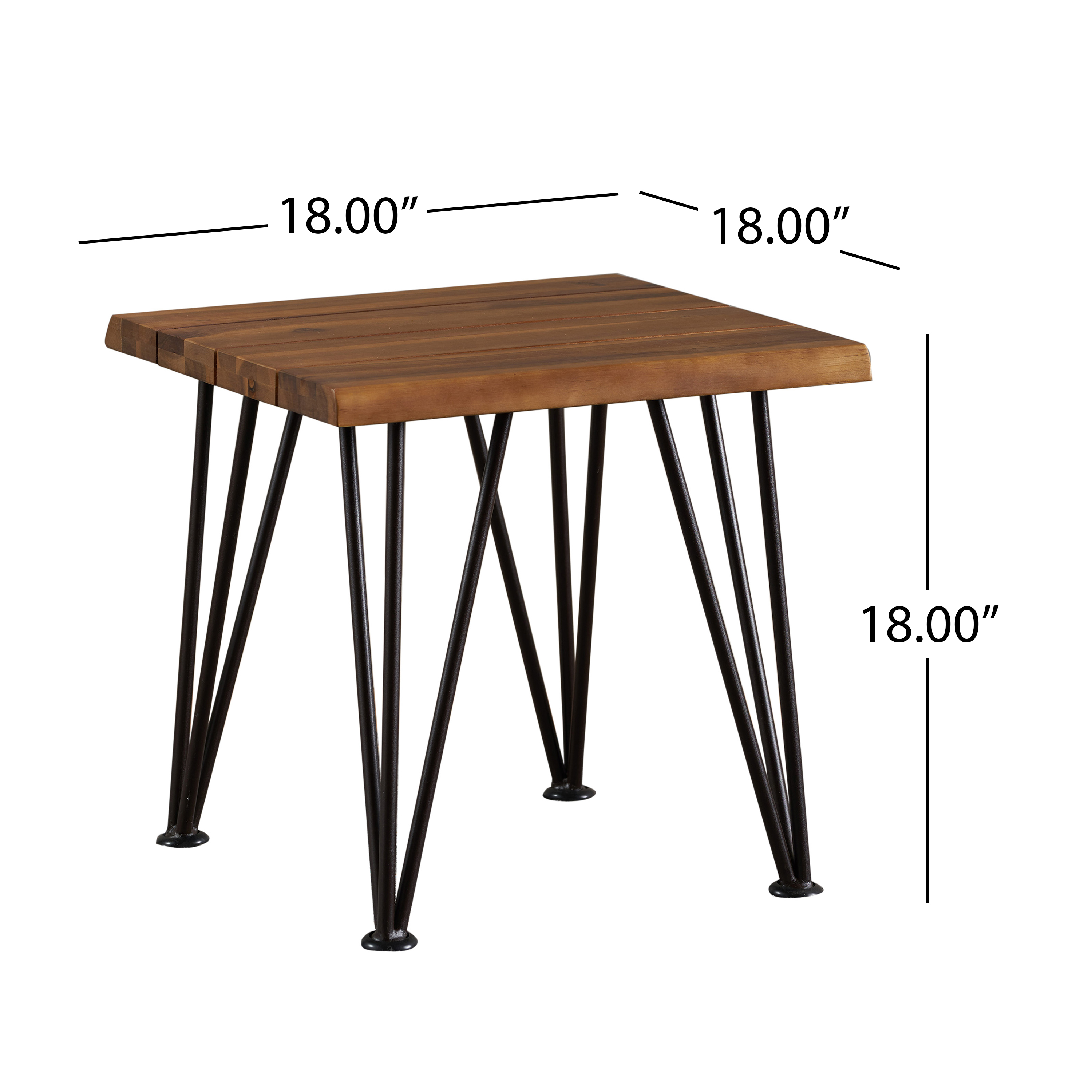 GDF Studio Avy Indoor/Outdoor Modern Industrial Acacia Wood Side Table, Teak and Rustic Metal - image 4 of 7