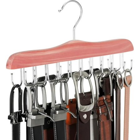 Belt Hanger for Closet  Cedar Wooden Hangers with 20 Rotatable Hooks  Closet Organizers and Storage for Bra  Tank Top  Tie  Purse  Hat  Necklace- CT48U