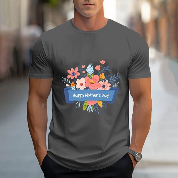 Tops para hombre, blusas y camisas de cuello redondo y manga corta para hombre, camisetas deportivas con estampados casuales para el Día de la Madre, blusas de cuello redondo y manga corta, blusas de