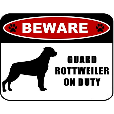 Beware Guard Rottweiler (silhouette) on Duty 11.5 inch x 9 inch Laminated Dog