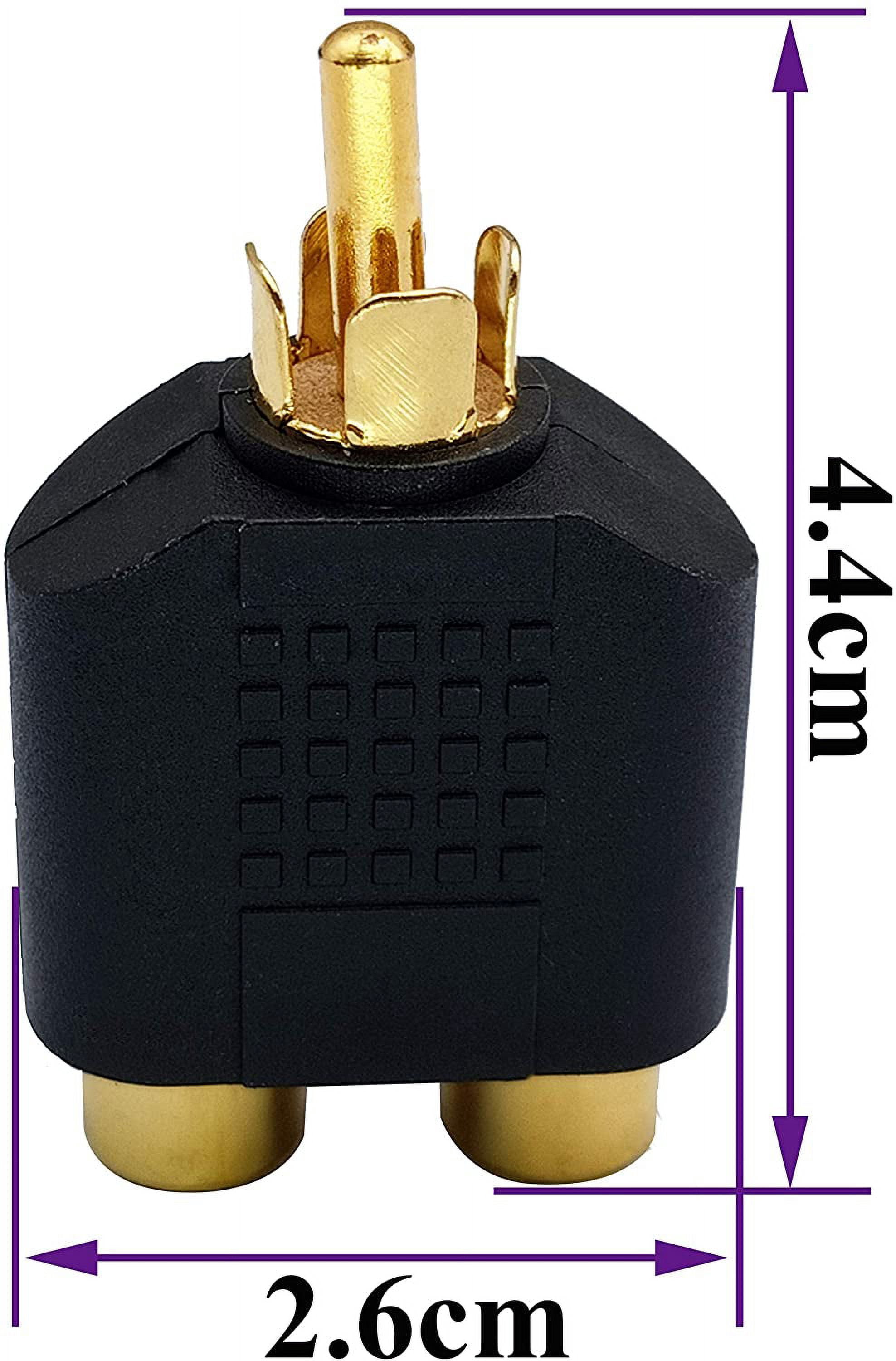 Pack De 5 Adaptadores RCA Y Chapados En Oro – 1 Macho A 2 Hembras Para Audio Y Vídeo, Dividir Señal Mono