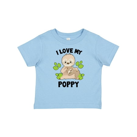 

Inktastic Cute Sloth I Love My Poppy with Green Leaves Gift Baby Boy or Baby Girl T-Shirt